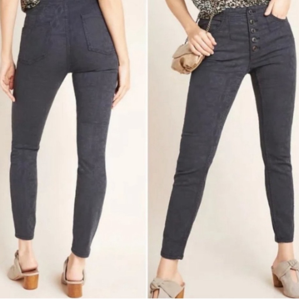 Pilcro and the Letterpress dark grey embroidered pants - button fly